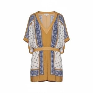 Free People Mustard and Navy Kimono Dress